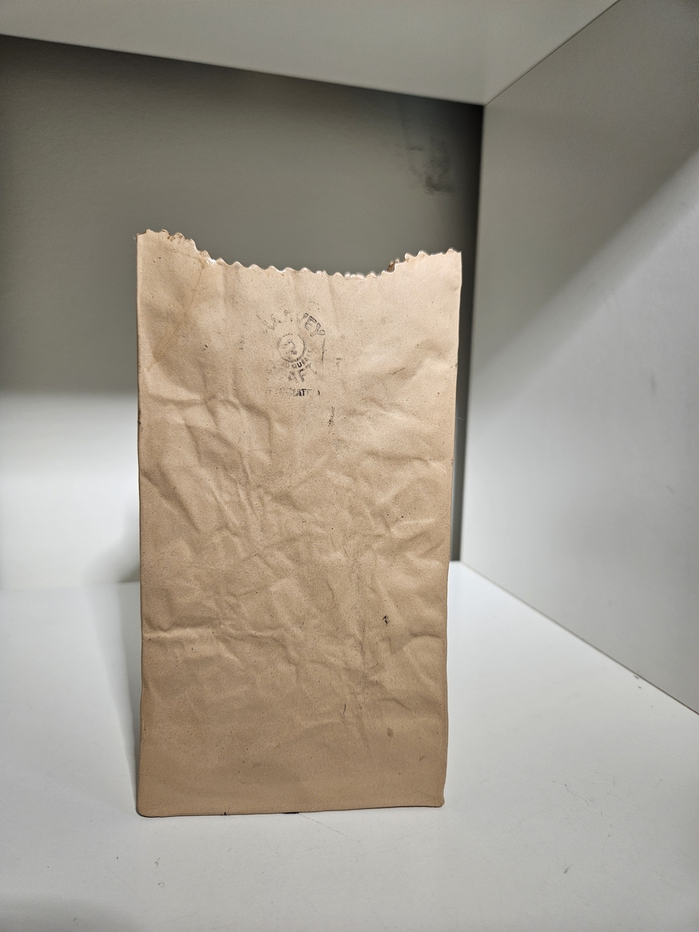 Vintage 1980s Michael Harvey Craft Brown Paper Bag Vase #2 Canadian Pop Art -